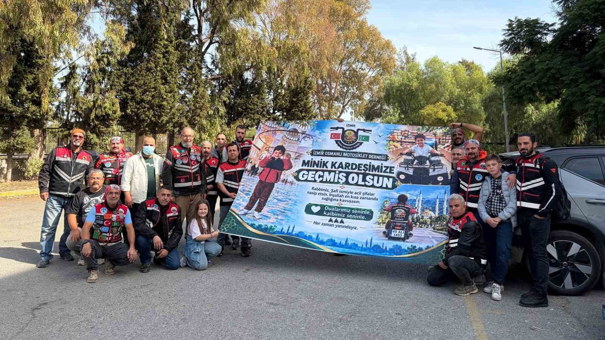 Osmanlı Motosiklet Derneği, lösemi hastası 6 yaşındaki Ali'ye pankartla moral verdi