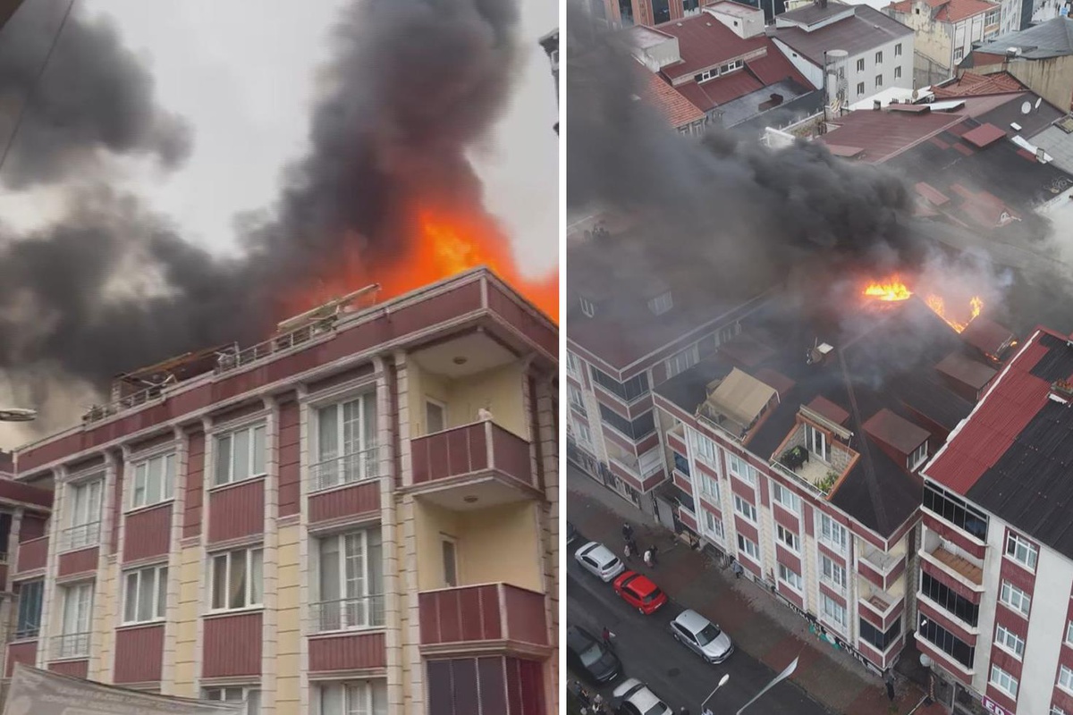 Arnavutköy'de 5 katlı binada yangın