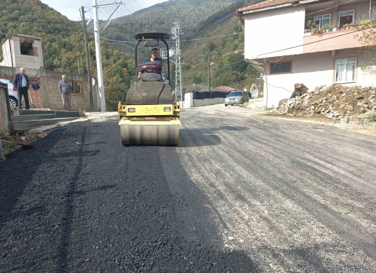Düzce İl Özel İdaresi, Çilimli Hızardere Köyü'nde asfalt yama çalışması yürütüyor