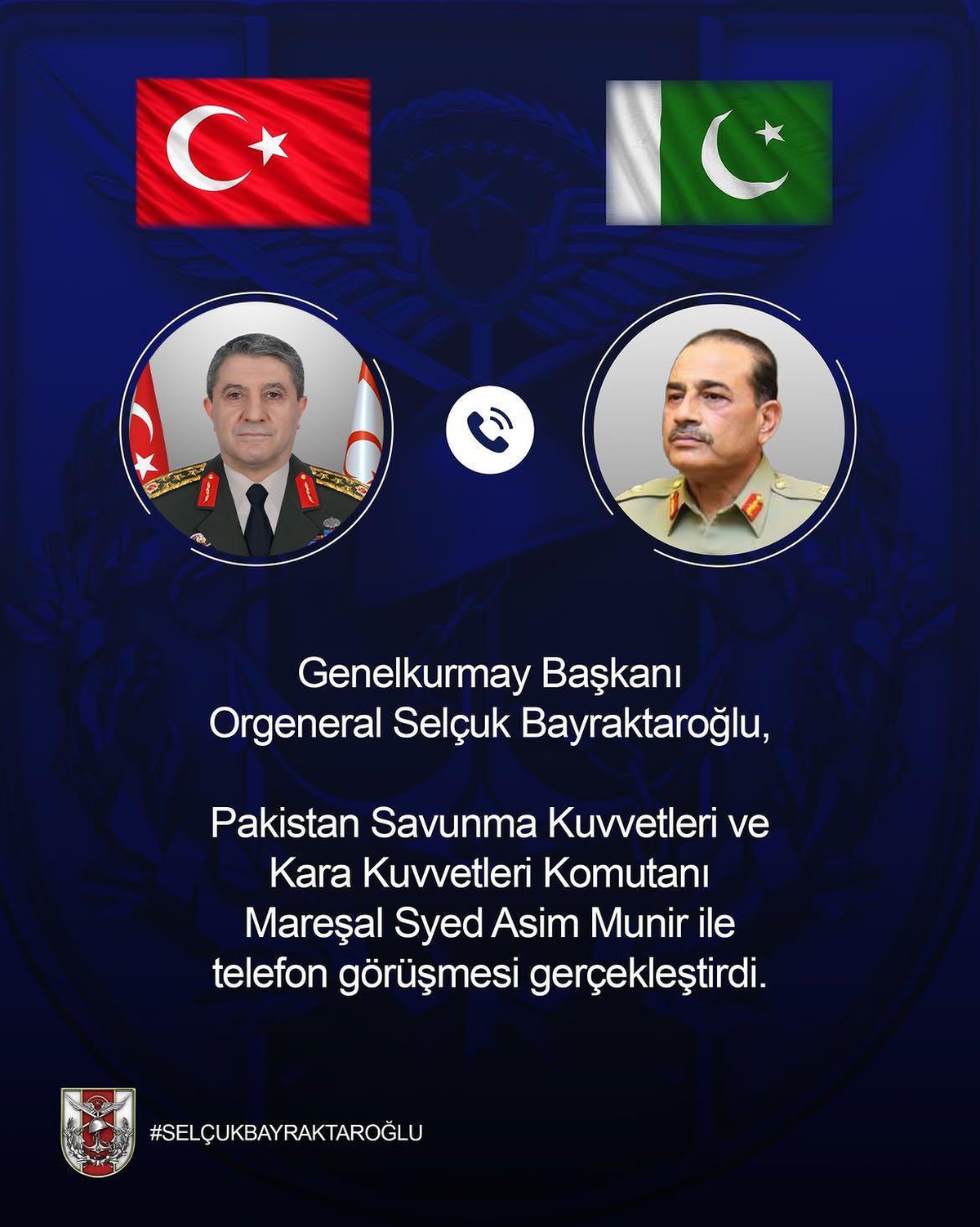 Milli Savunma Bakanlığı, Bayraktaroğlu ile Munir'in telefon görüşmesini duyurdu