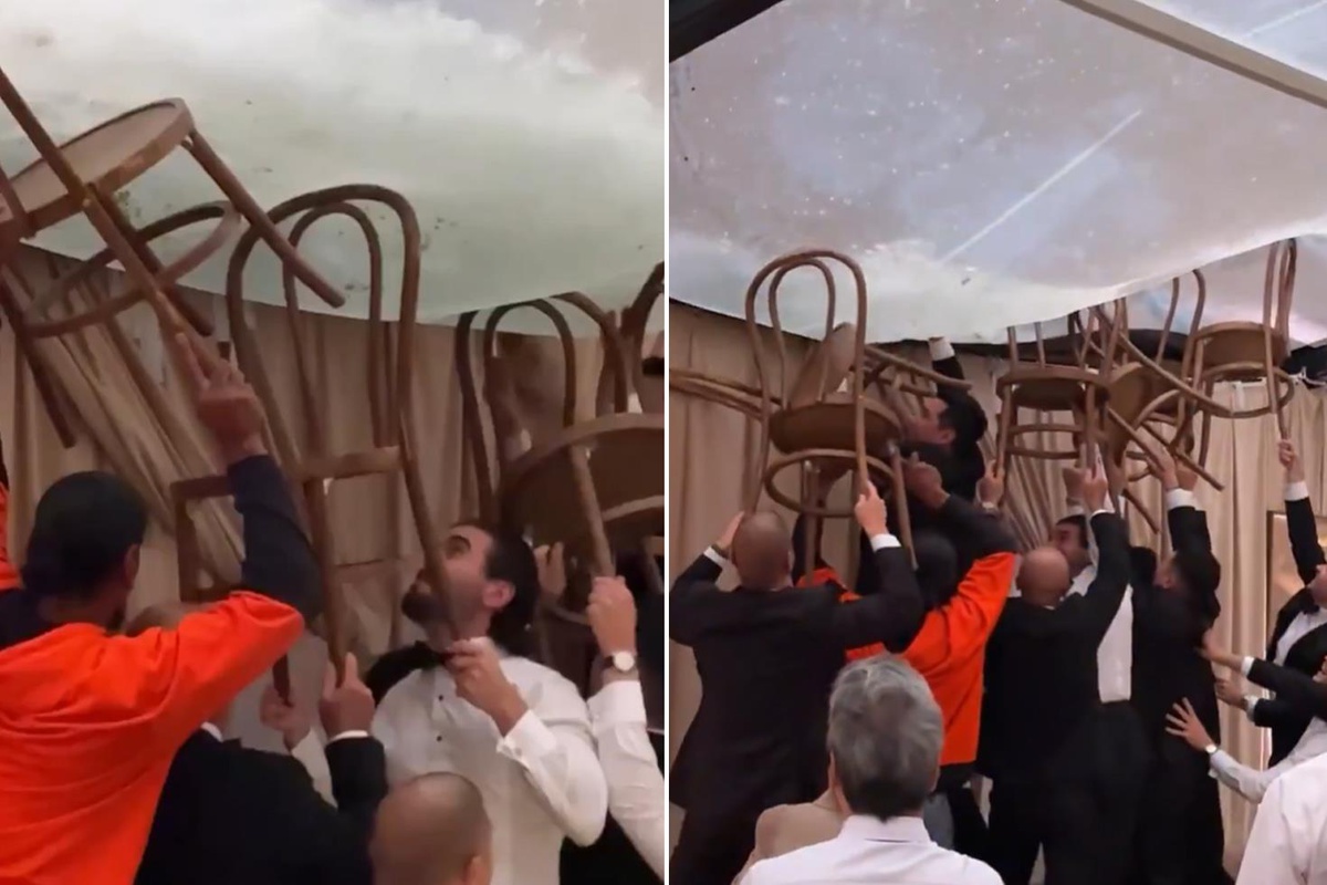 Düğün bir anda kabusa döndü! Herkes sandalyelere sarıldı