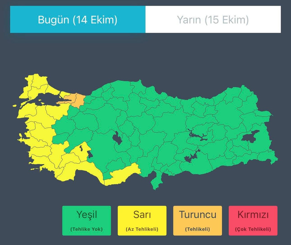 İçişleri Bakanlığı, İstanbul ve Bursa için kuvvetli sağanak ve fırtına uyarısı yaptı