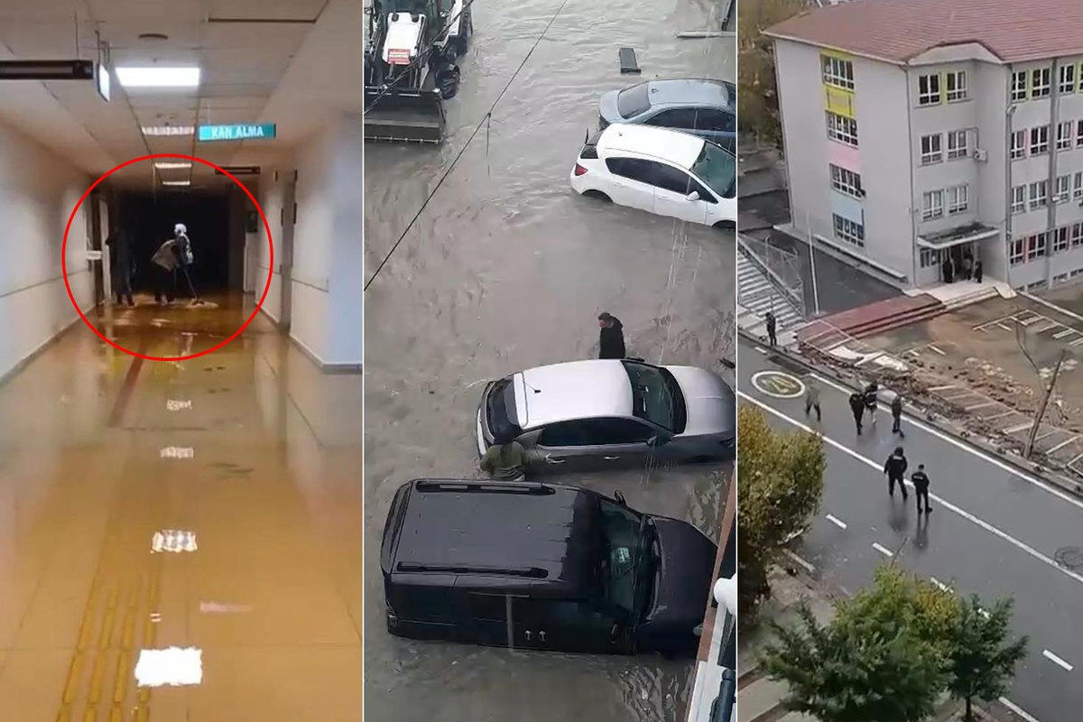 İstanbul'da hayatı felç eden yağış! Okulun istinat duvarı çöktü, araştırma hastanesini su bastı