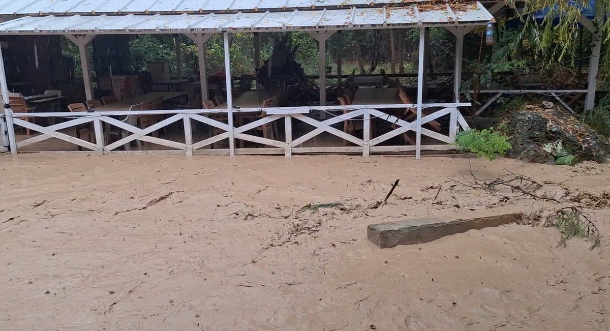 Erzincan'da sel, Girlevik Şelalesi'ni çamura çevirdi; restoranları su bastı