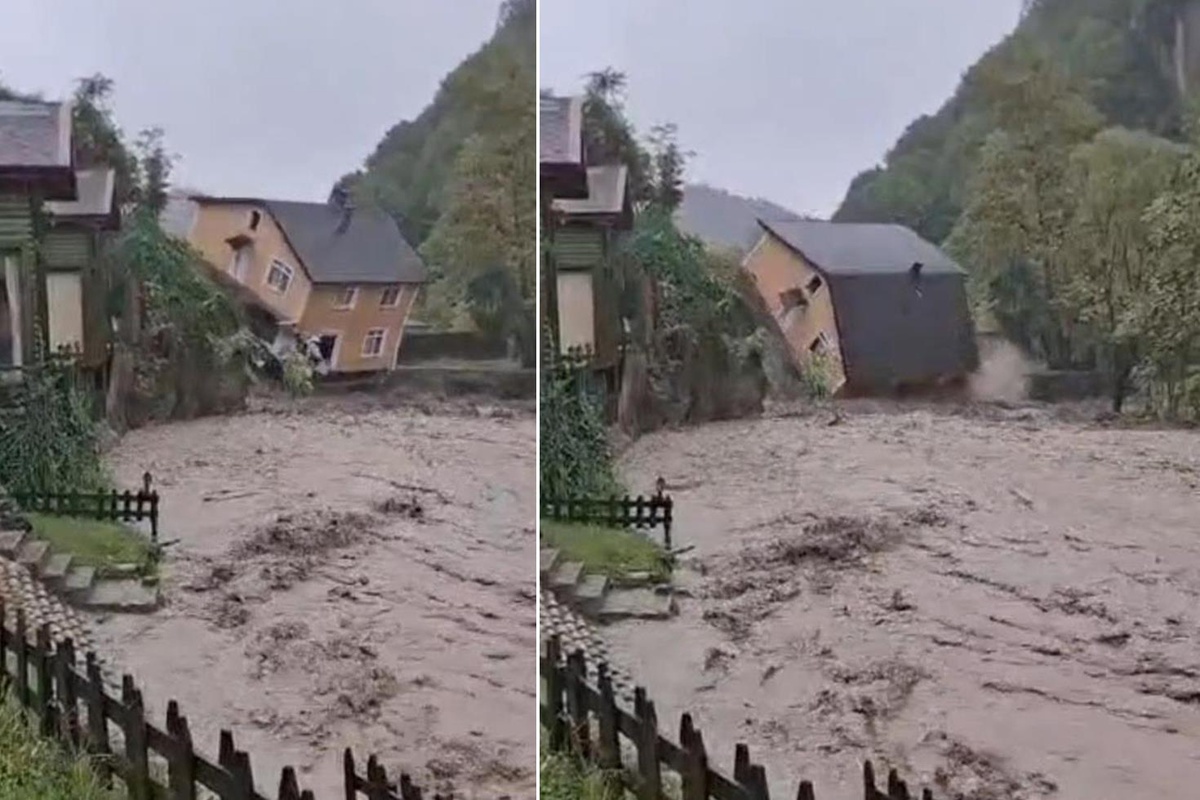 İstanbul’un ardından Sakarya 2 katlı villa selde böyle yıkıldı
