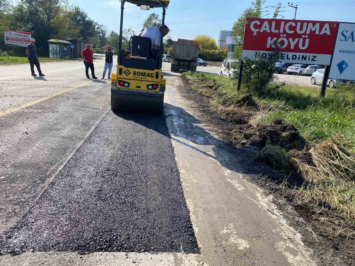 Düzce İl Özel İdaresi, Çalıcuma'da asfalt yama çalışmalarını tamamladı
