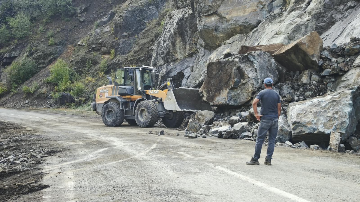 Artvin Şavşat'ta heyelanla kapanan köy yolunda Karayolları ekipleri çalışma başlattı
