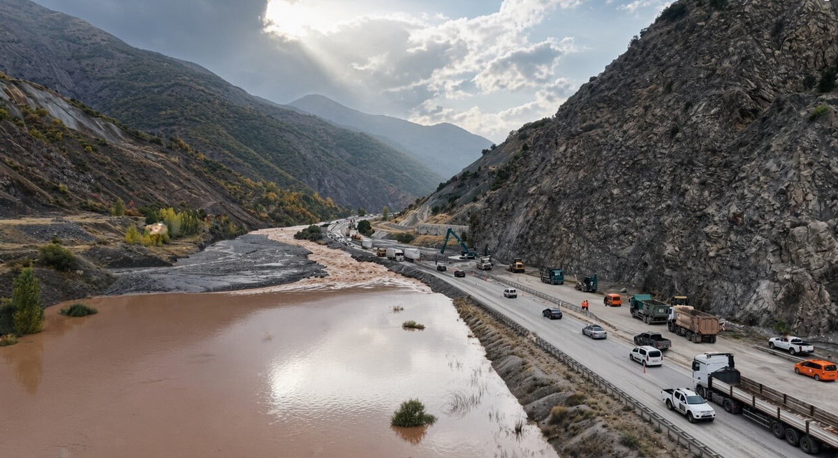 Erzincan-Erzurum kara yolunda sel ve heyelan tahribatı havadan görüntülendi