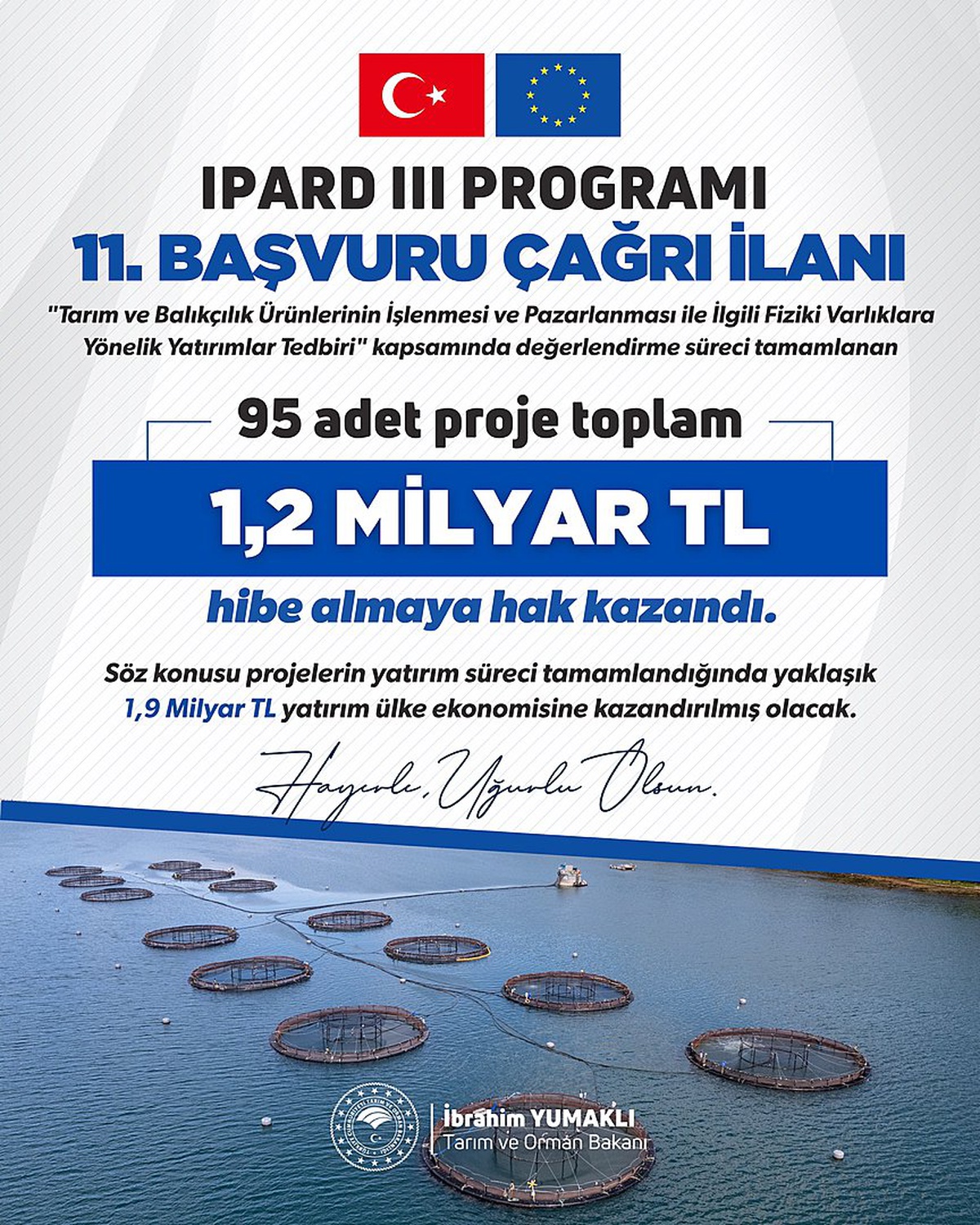 IPARD 3'te 95 proje 1,2 milyar TL hibe almaya hak kazandı, Bakan Yumaklı duyurdu