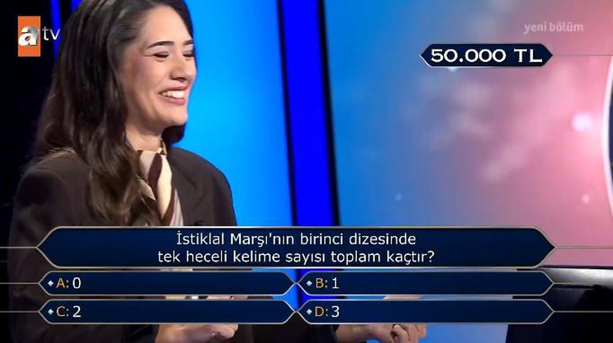 İstiklal Marşı'nın birinci dizesinde tek heceli kelime sayısı toplam kaçtır?