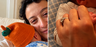 Melike Şahin’den oğlu Robin’le ilk fotoğraflar! Lohusalara da selam gönderdi