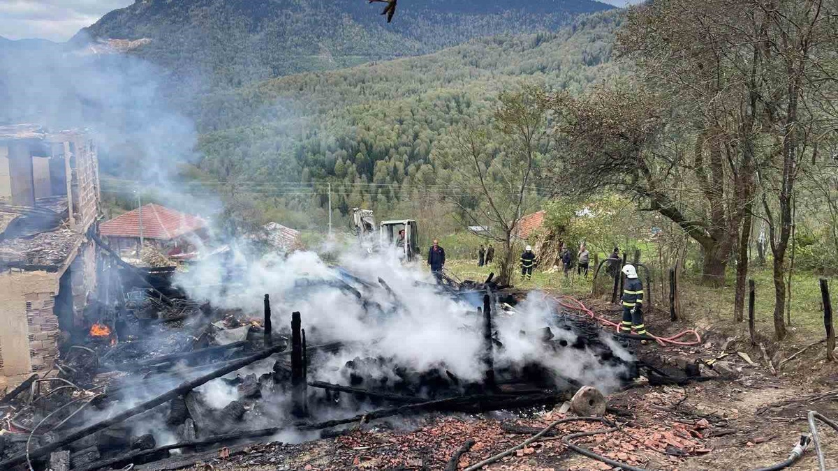 Sinop Türkeli'de çıkan yangında bir ev tamamen yanarak kullanılamaz hale geldi