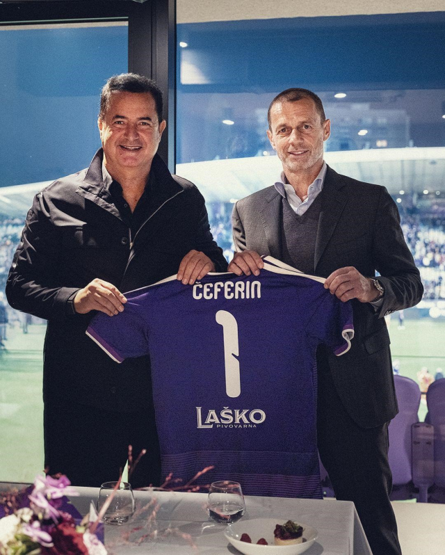 Acun Ilıcalı, UEFA Başkanı Aleksander Ceferin'i Maribor - Celje maçında ziyaret etti