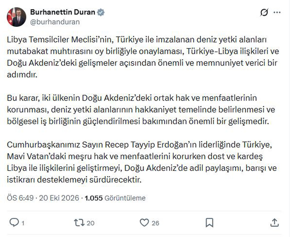 İletişim Başkanı Duran: Türkiye-Libya ilişkileri açısından önemli bir adım