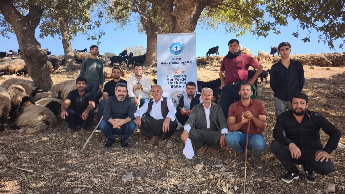 Silopi'de çobanlar Cudi Dağı eteklerinde uygulamalı sürü yönetimi eğitimi alıyor