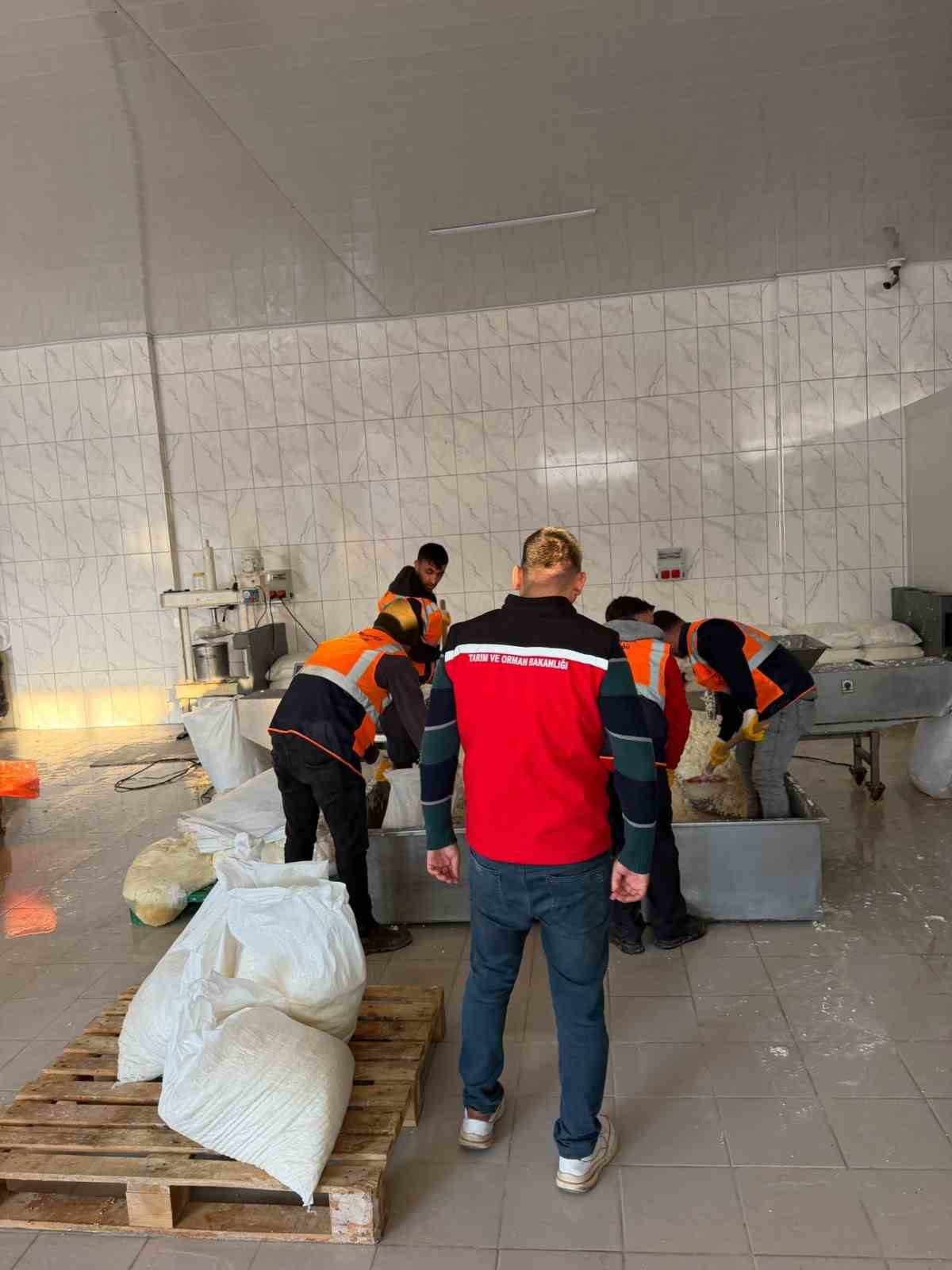 Akşehir'de kaçak üretim yapılan iş yerinde yaklaşık 9 ton eritme peyniri imha edildi