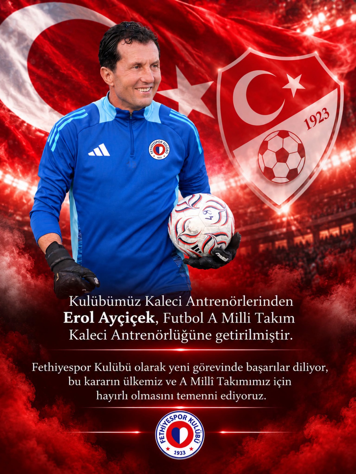 Fethiyespor'un kaleci hocası Ayçiçek, A Milli Takım'da Sergen Yalçın'ın ekibine girdi