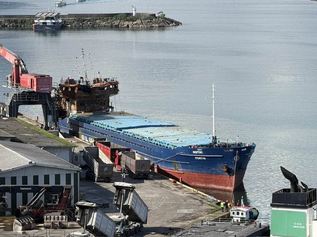 Hasarlı Fortis gemisi Giresun Limanı'na yanaştırıldı, yanık kokusu endişe yarattı