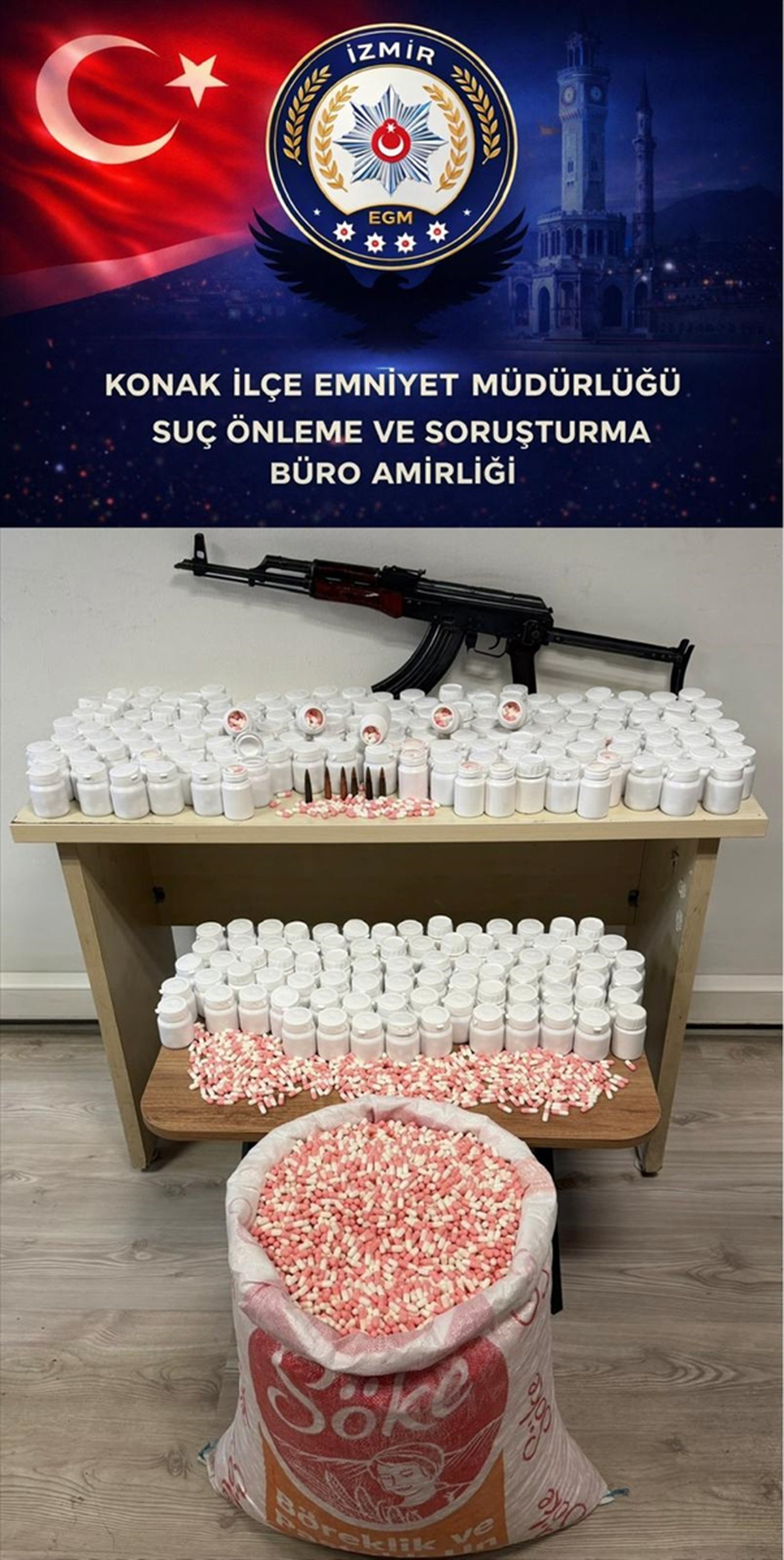 İzmir Konak'ta operasyonda 59 bin 300 uyuşturucu hap ele geçirildi, Y.D. yakalandı