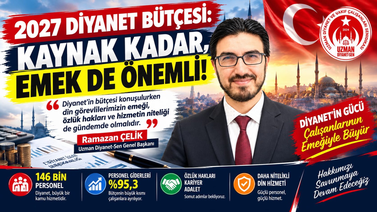 Uzman Diyanet-Sen, 229,1 milyar liralık Diyanet bütçesinde 3600 ek gösterge bekliyor