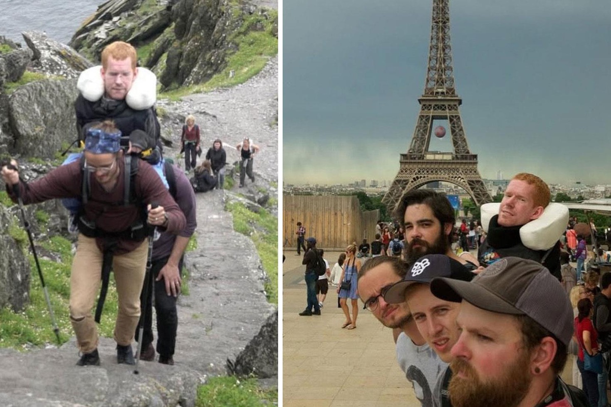 Gerçek dostluğun fotoğrafı! Engelleri birlikte aşıyorlar