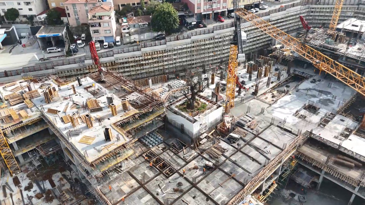 Haliç'teki dev inşaatın ortasında tek başına kaldı! Yüzlerce yıllık olduğu tahmin edilen ağaç fore kazıklarla korundu
