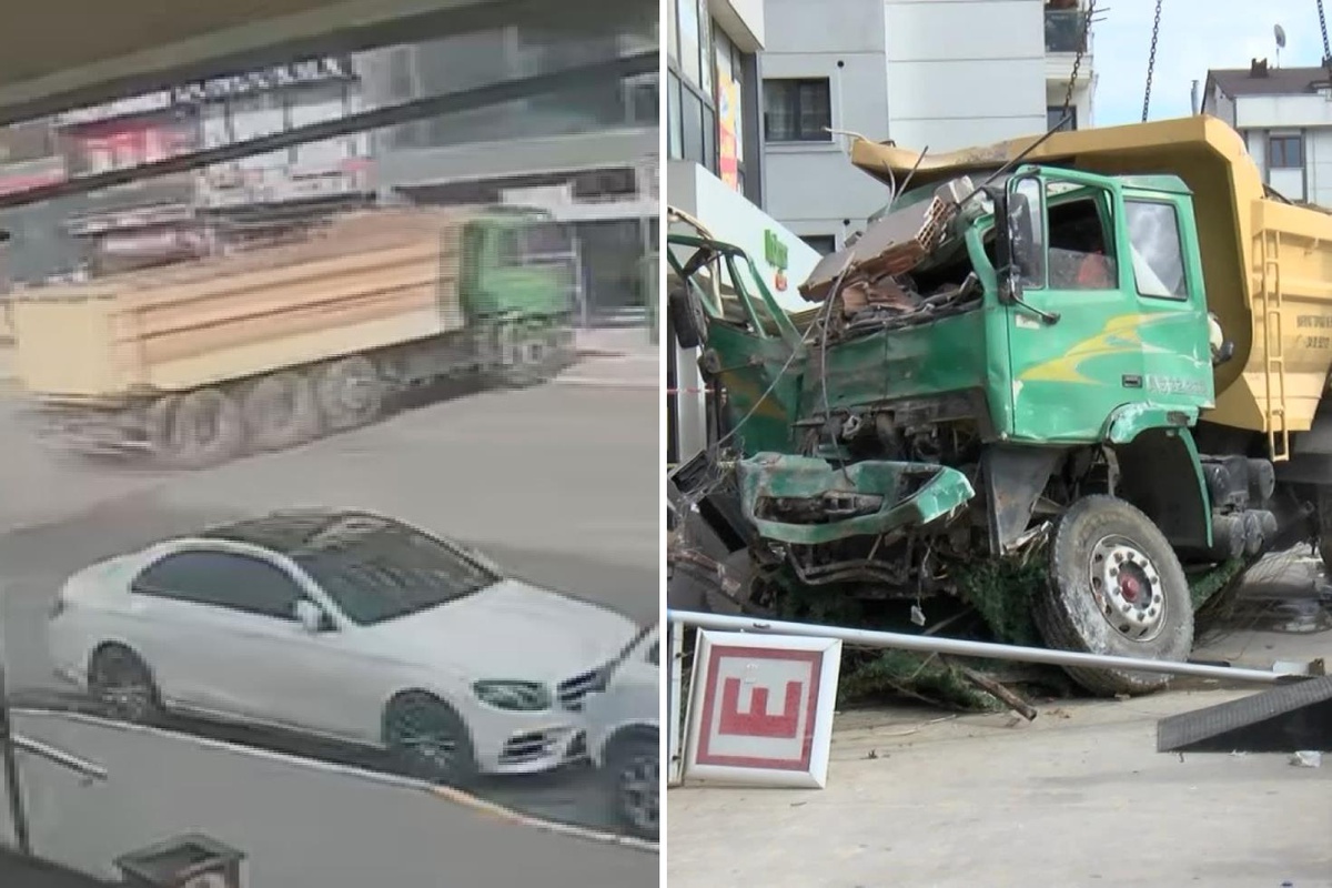 Pendik’te kamyonun eczaneye daldığı anlar kamerada! 7 kişi yaralandı