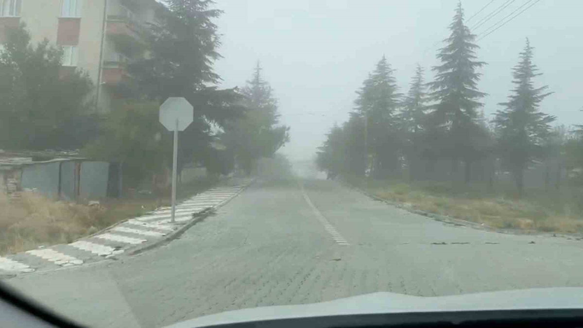 Eskişehir Sivrihisar'da yoğun sis görüş mesafesini düşürdü, ulaşımı aksattı