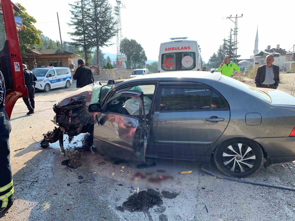 Tokat'ın Niksar ilçesinde beton direğe çarpan otomobilin sürücüsü yaralandı
