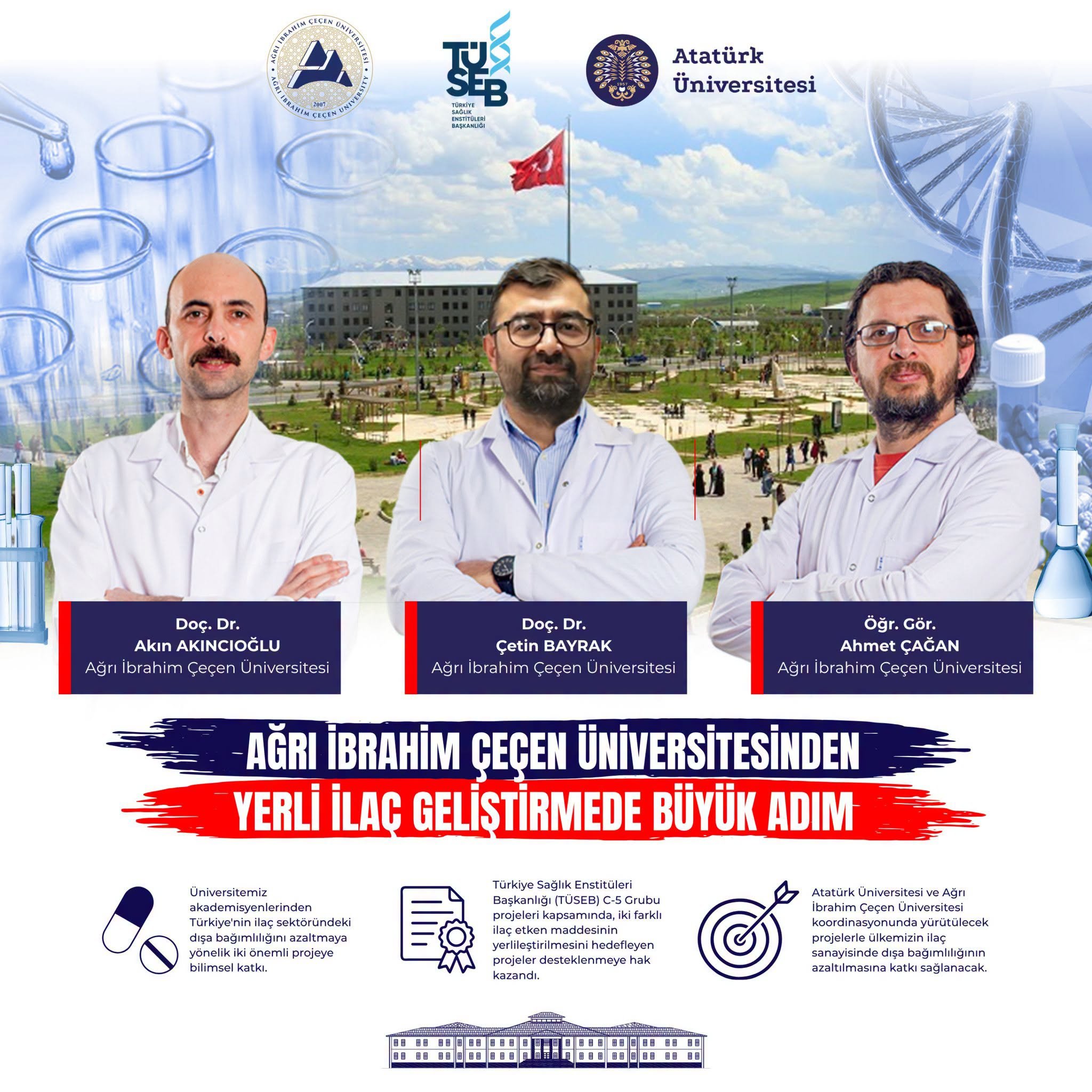 AİÇÜ ilaç projelerine TÜSEB desteği