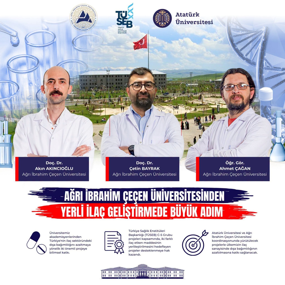 AİÇÜ akademisyenlerinin iki ilaç projesi TÜSEB C-5 desteği almaya hak kazandı