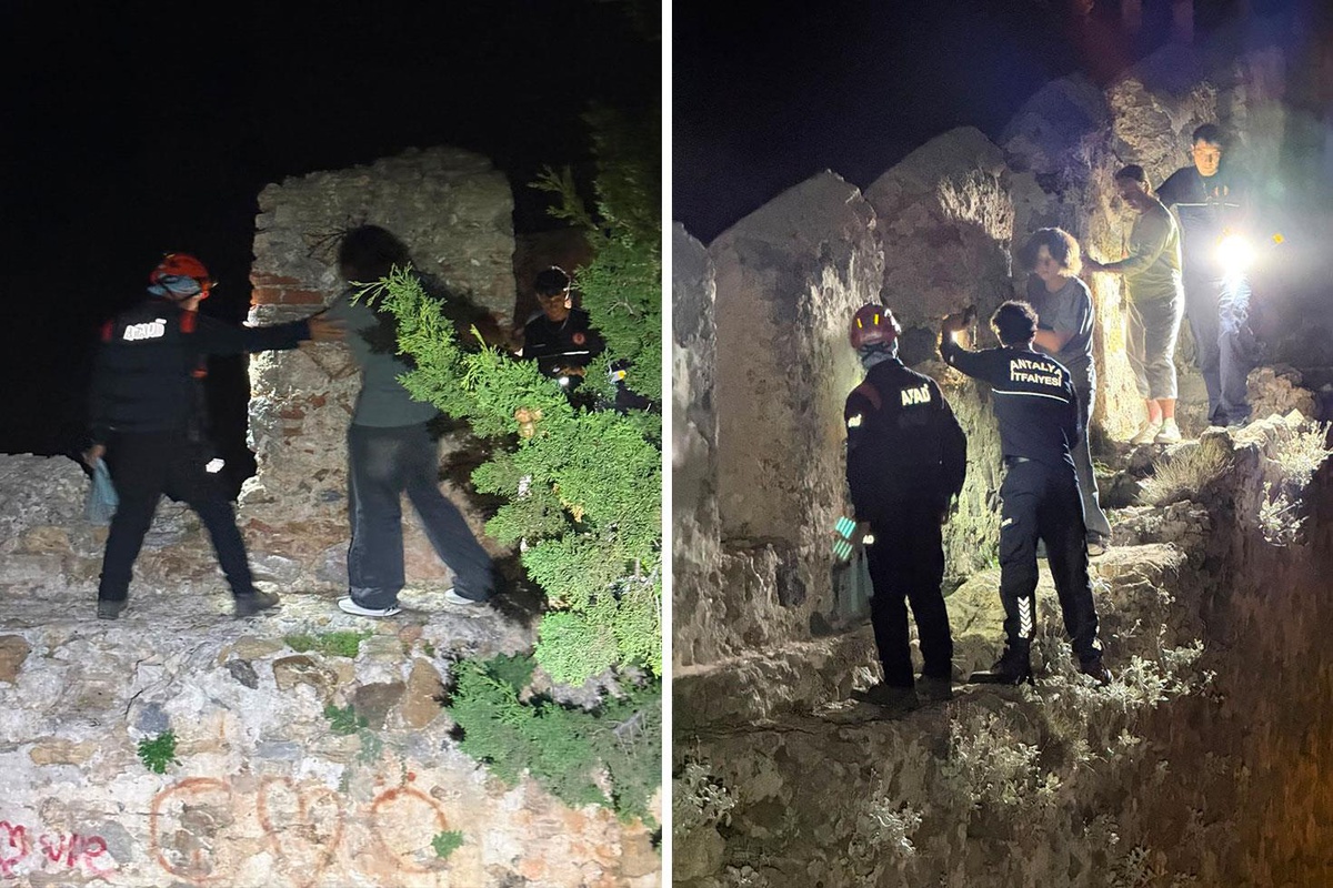Alanya Kalesi'nde mahsur kalan 3 Rus kurtarıldı