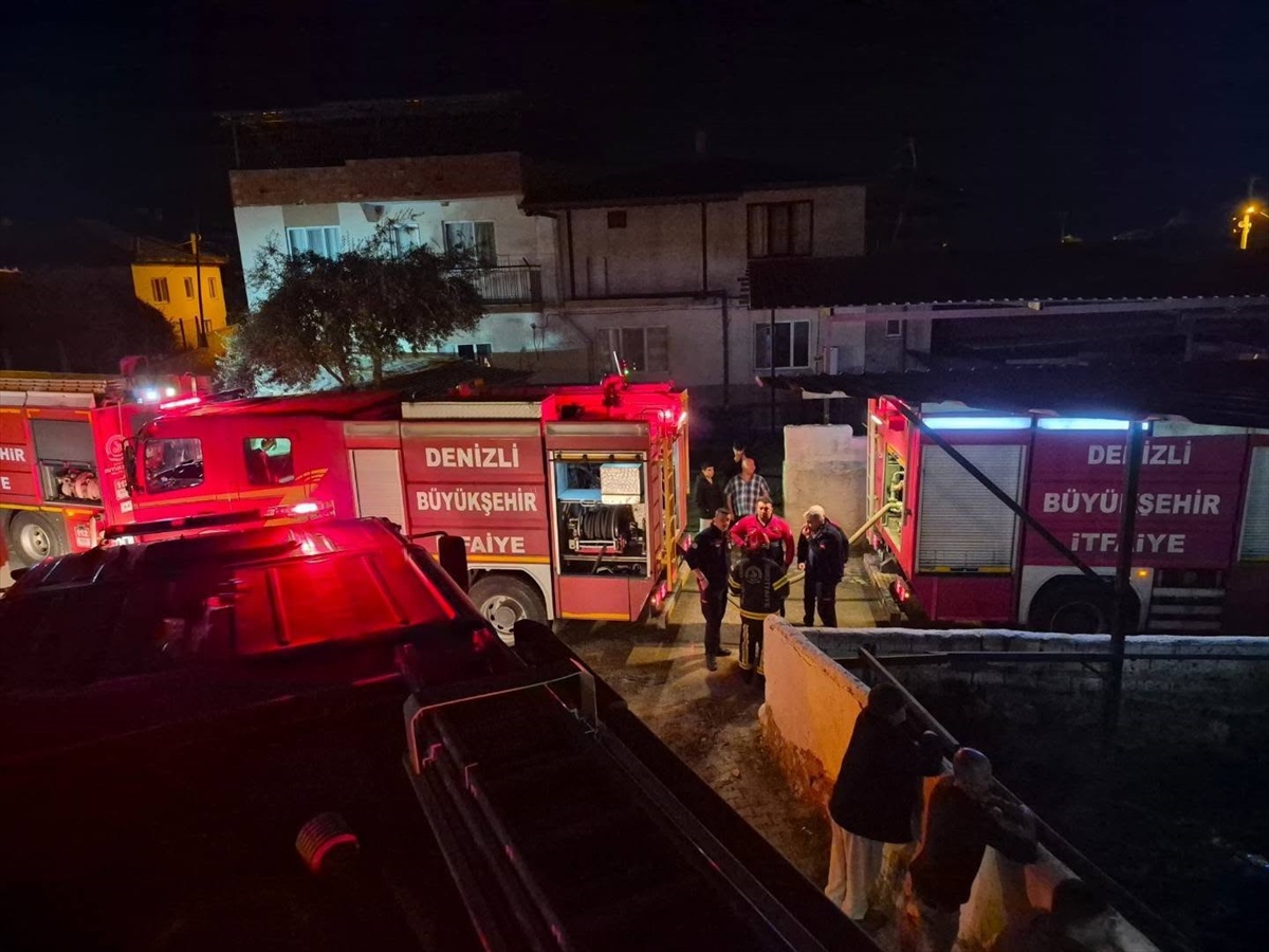 Denizli'nin Pamukkale ilçesinde besihanenin saman deposundaki yangın söndürüldü