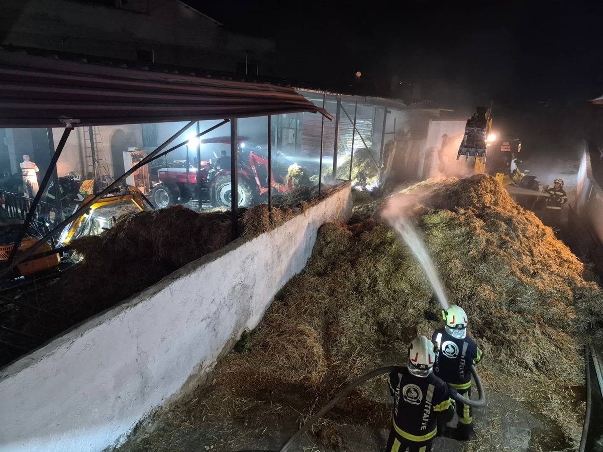 Denizli Pamukkale'de besihanedeki saman yangını itfaiye ekiplerince söndürüldü