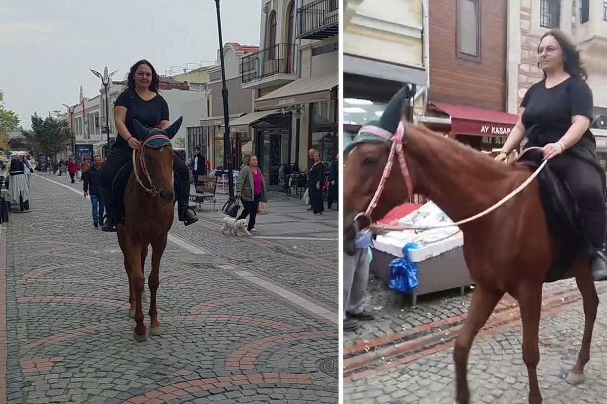Edirne'de atıyla caddelerde gezen kadın ilgi odağı oldu