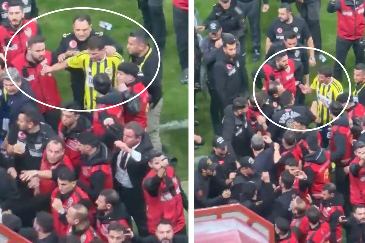 Mert Hakan Yandaş, saha içinde görev yapan polisi önce itti, sonra tartıştı