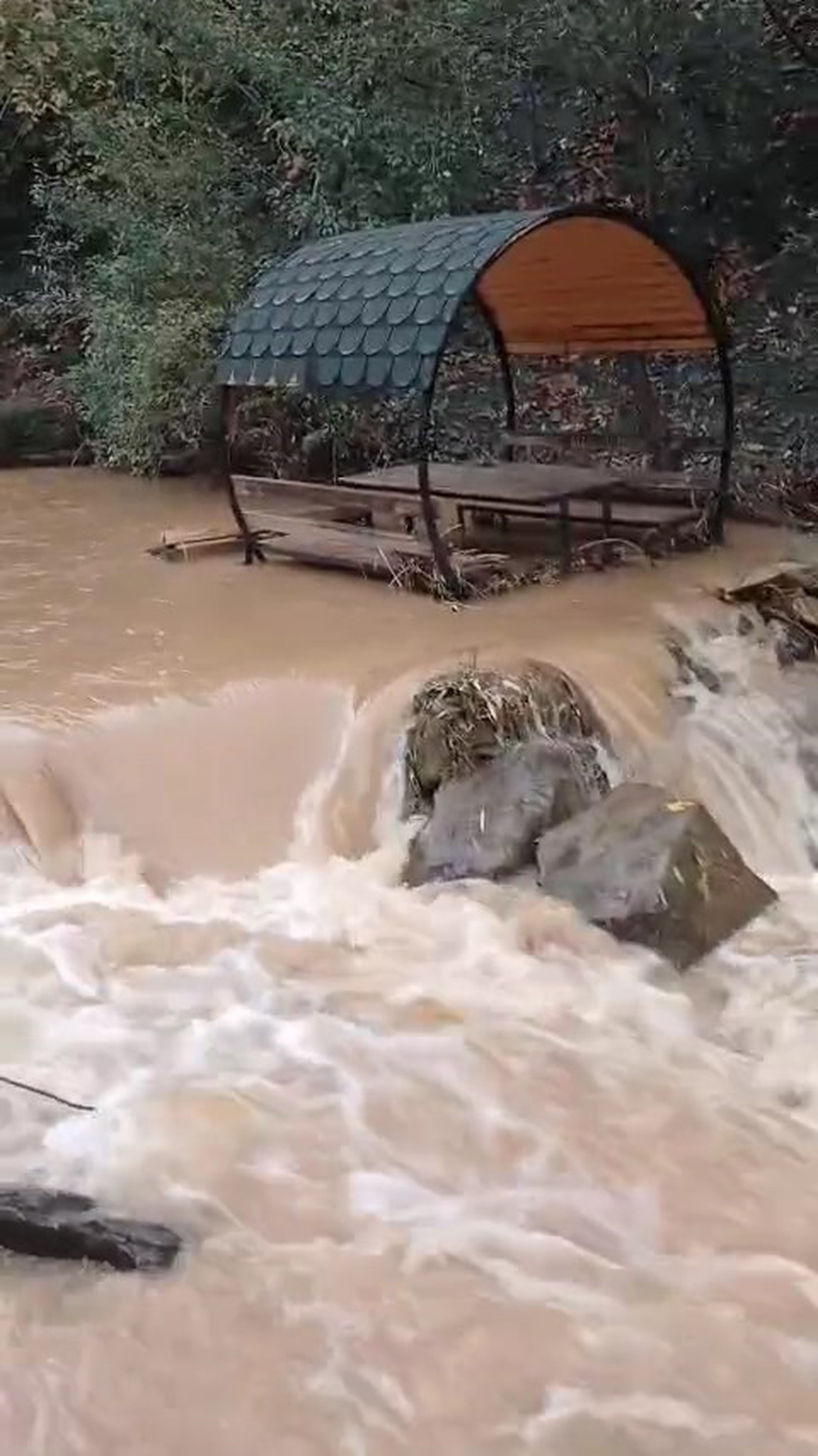 Elazığ Palu'da yağışla coşan Teke deresi kamelya ve bankları sürükledi