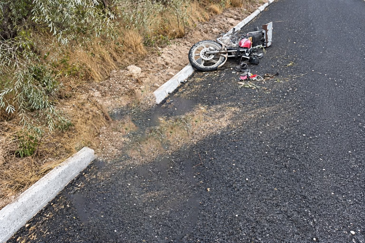 Niğde'de şarampole devrilen motosikletin sürücüsü ağır yaralandı, kaza anı kamerada