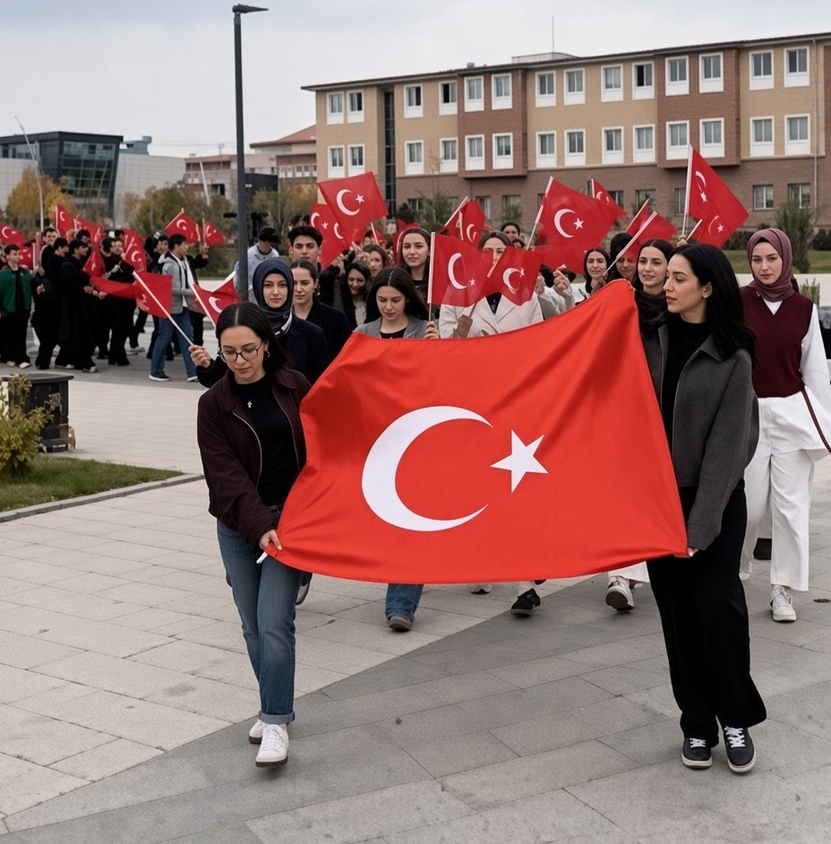 Orhun Gençlik Kulübü, Cumhuriyet'in 103. yıl dönümünde EBYÜ'de bayrak yürüyüşü yaptı.