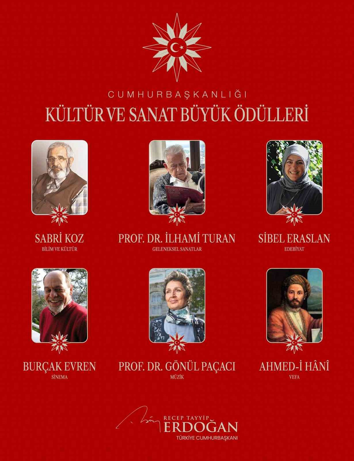 Cumhurbaşkanı Erdoğan’dan, 2026 Cumhurbaşkanlığı Kültür ve Sanat Büyük Ödülü’ne layık görülen isimlere teşekkür