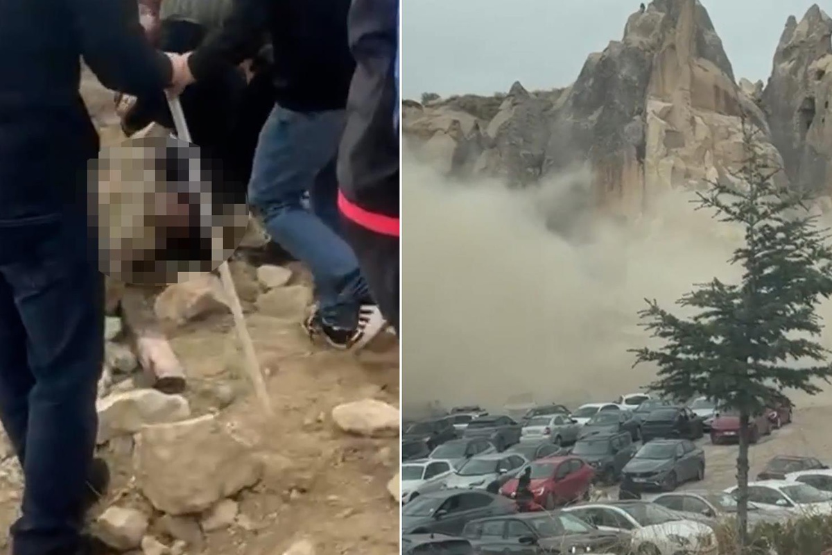 Kapadokya'da peribacası çöktü! İlk görüntüler korkunç