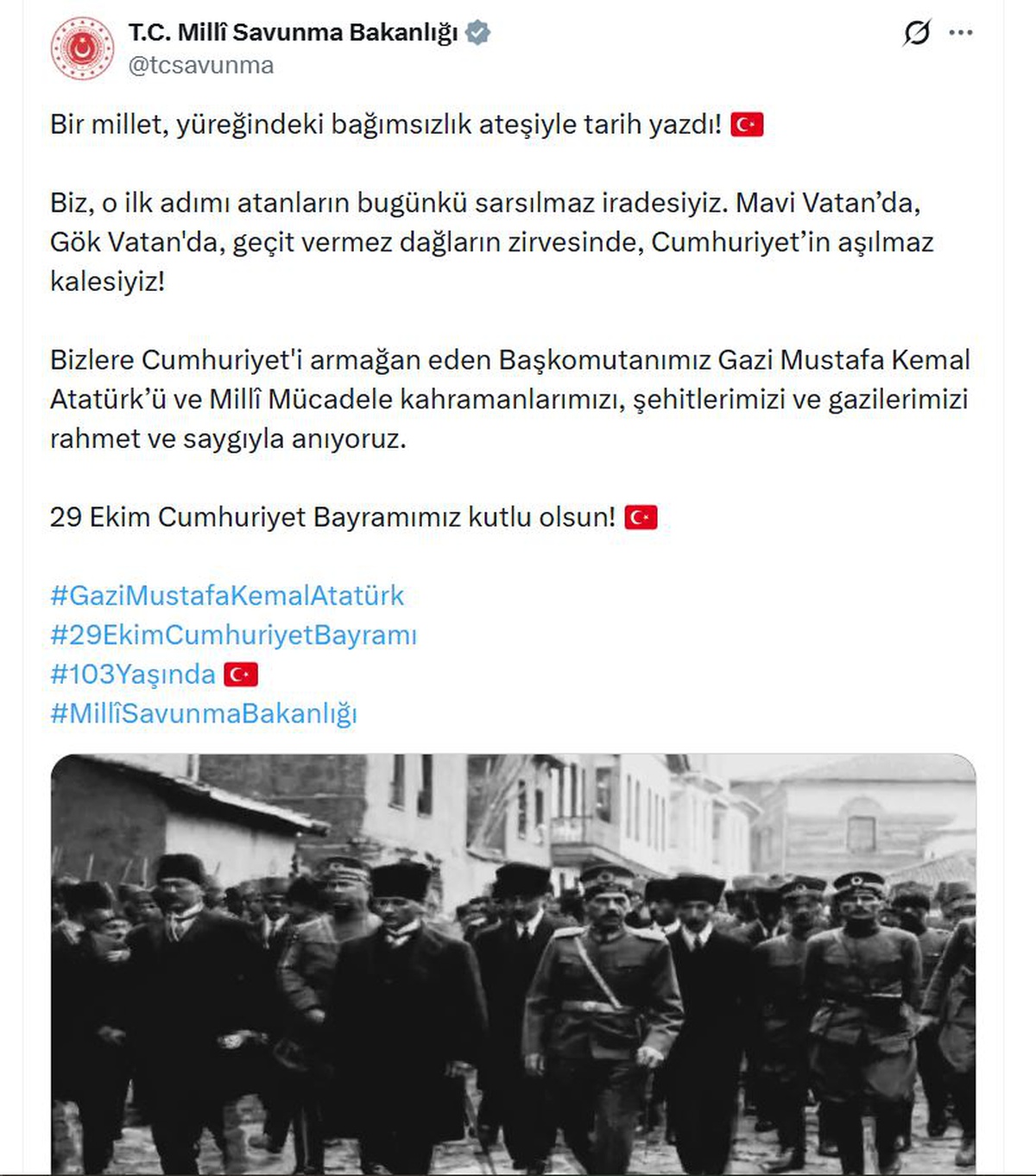 MSB'den 29 Ekim Cumhuriyet Bayramı'na özel klip