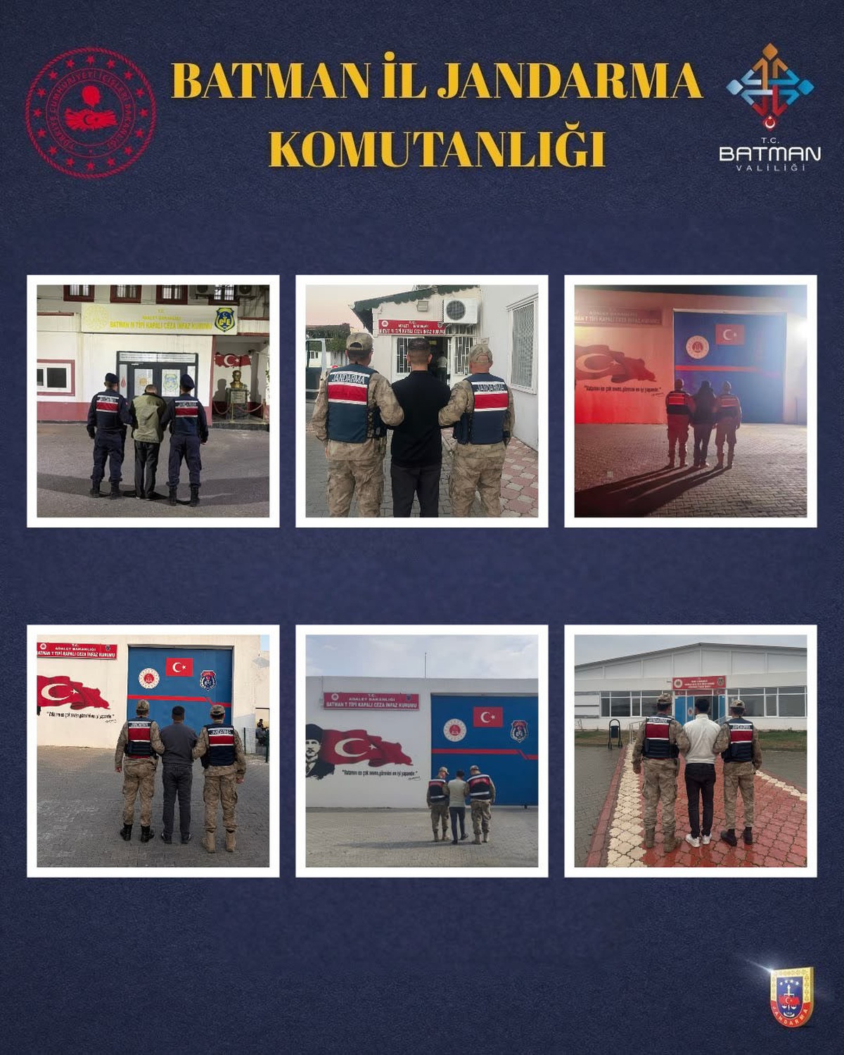 Batman'da jandarmanın ekim operasyonunda yakalanan 39 hükümlü cezaevine teslim edildi