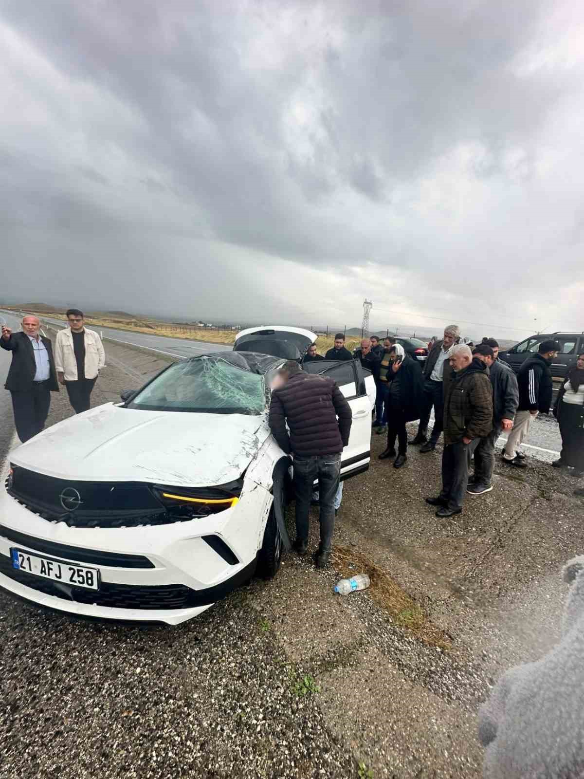 Diyarbakır Silvan'da kaygan yolda otomobil yoldan çıktı, 1 kişi yaralandı
