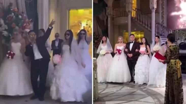 Türkmenistan'da olay düğün! 4 kadınla aynı anda evlendi