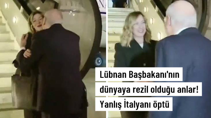Lübnan Başbakanı Mikati, İtalya Başbakanı Meloni yerine uçaktan inen başka bir kadın diplomatı öptü