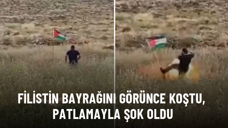 Filistin bayrağını tekmelerken bubi tuzağına yakalandı