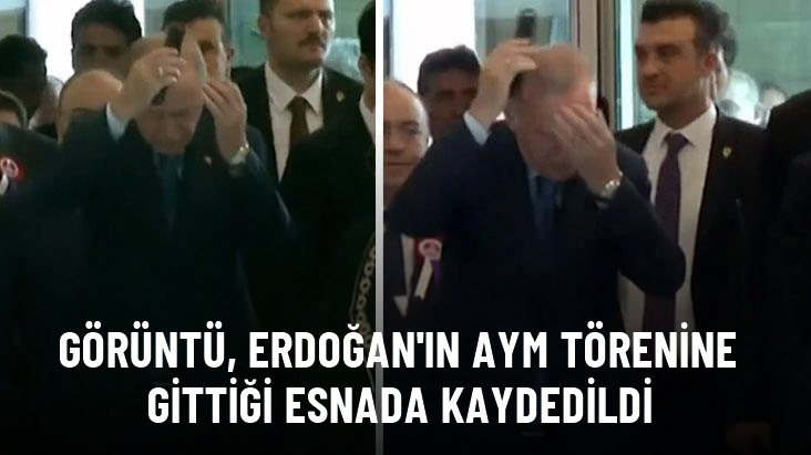 Cumhurbaşkanı Erdoğan, AYM törenine giderken saçlarını taradı