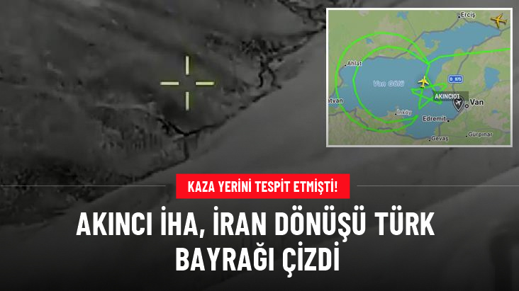 Reisi'nin kaza yerini tespit eden Akıncı İHA, Van Gölü üzerinde Türk bayrağı çizdi