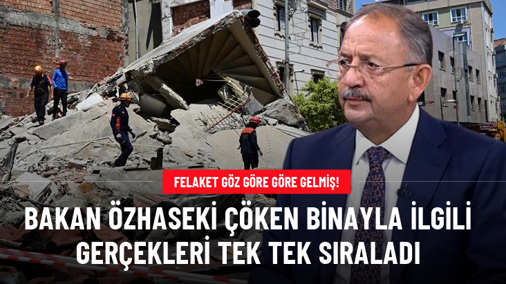 Bakan Özhaseki: Çöken binanın yapımında deniz kumu kullanılmış, 1,5 kat kaçak olarak eklenmiş